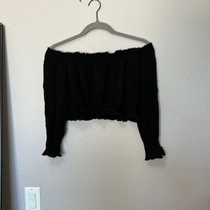 Black off the shoulder crop top